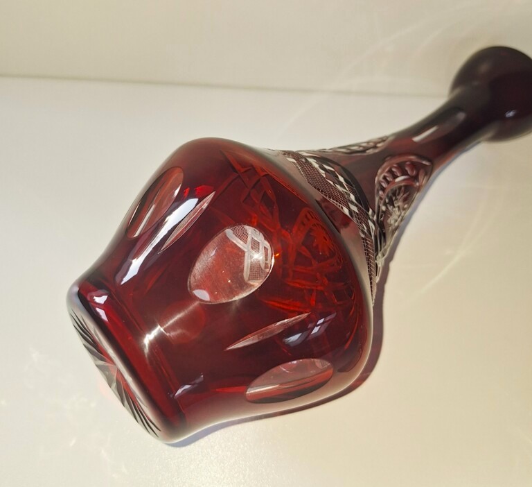 Luksusowa Karafka Kryształowa Rubinowa – Vintage Bohemia