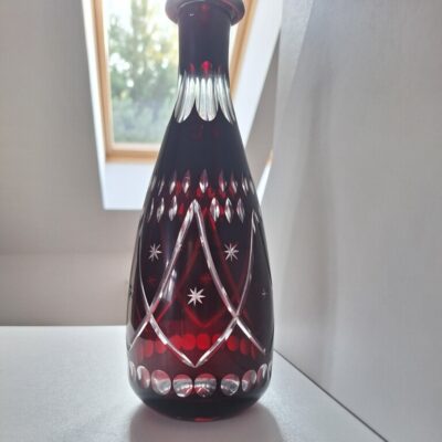 Luksusowa Karafka Kryształowa Bohemia – Rubinowy Burgund