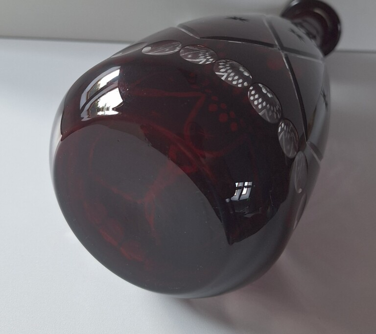 Luksusowa Karafka Kryształowa Bohemia – Rubinowy Burgund