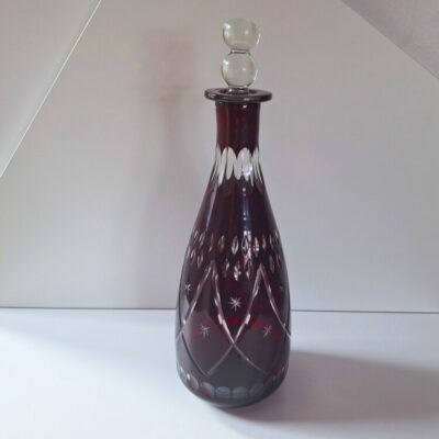Luksusowa Karafka Kryształowa Bohemia – Rubinowy Burgund