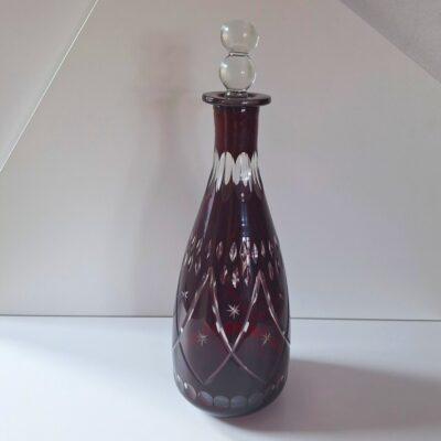 Luksusowa Karafka Kryształowa Bohemia – Rubinowy Burgund