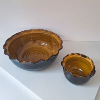 Ręcznie Robiona Ceramiczna Miska i Miseczka – Styl Rustykalny