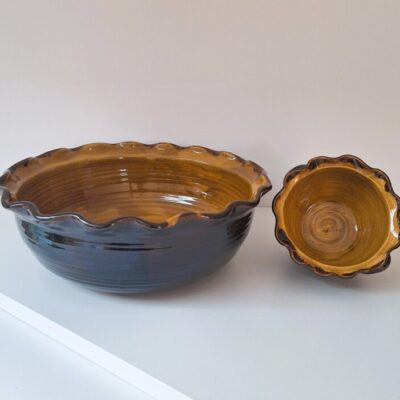 Ręcznie Robiona Ceramiczna Miska i Miseczka – Styl Rustykalny