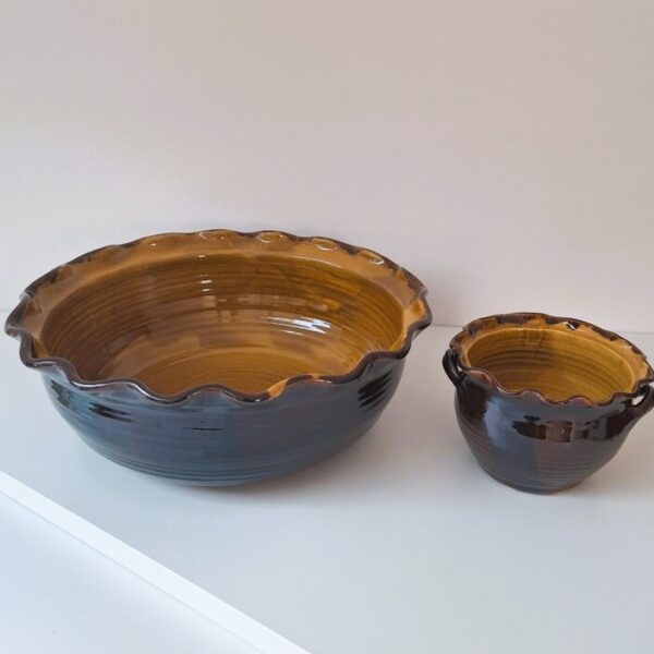 Ręcznie Robiona Ceramiczna Miska i Miseczka – Styl Rustykalny
