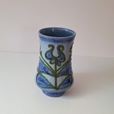 Wazon Ceramiczny Strehla Keramik - Niebieski Relief Vintage NRD
