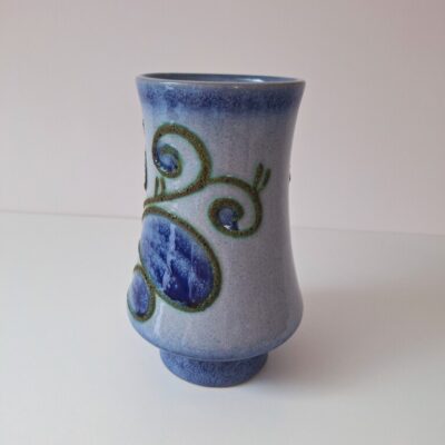 Wazon Ceramiczny Strehla Keramik - Niebieski Relief Vintage NRD