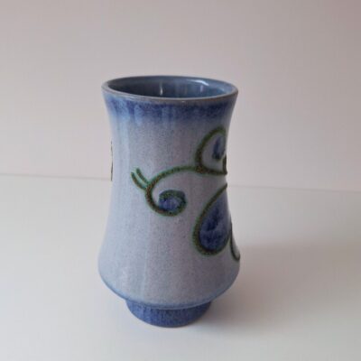 Wazon Ceramiczny Strehla Keramik - Niebieski Relief Vintage NRD