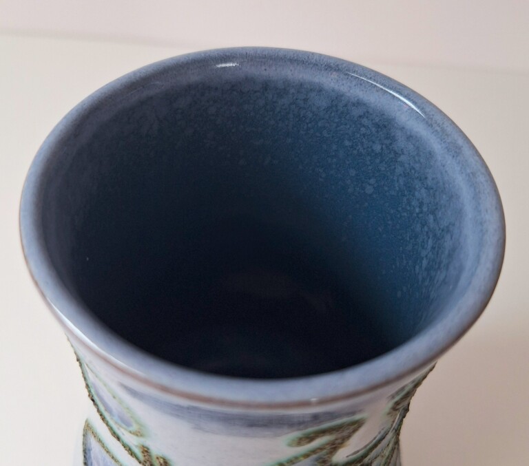 Wazon Ceramiczny Strehla Keramik - Niebieski Relief Vintage NRD