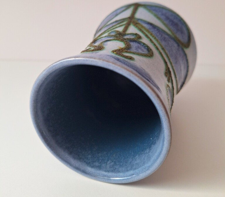 Wazon Ceramiczny Strehla Keramik - Niebieski Relief Vintage NRD