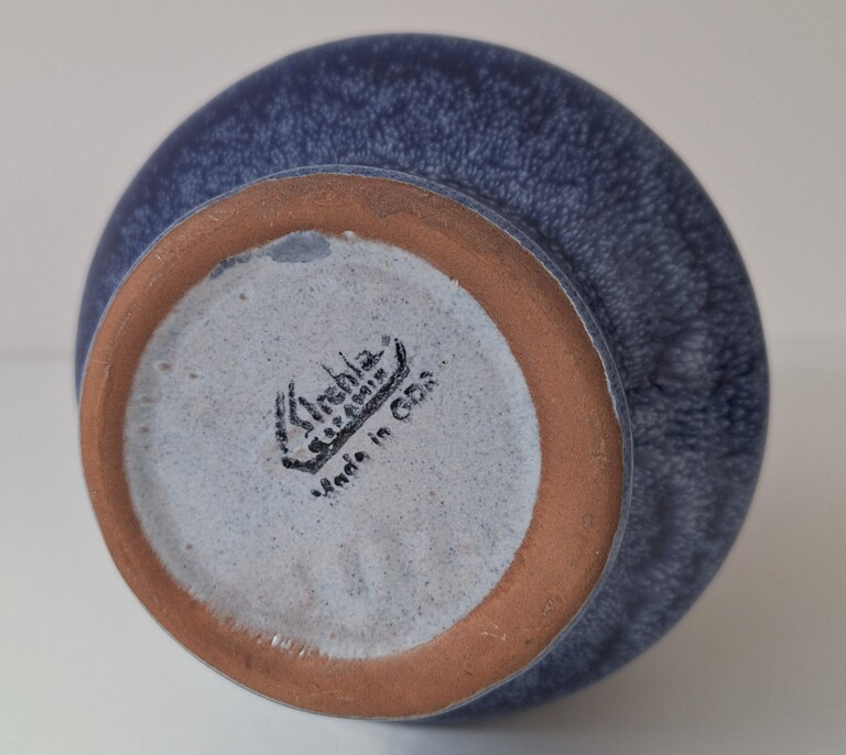 Wazon Ceramiczny Strehla Keramik - Niebieski Relief Vintage NRD