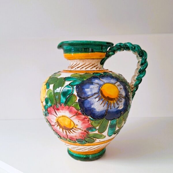 Włoski Dzbanek Majolica Sgraffito – Vintage Rękodzieło