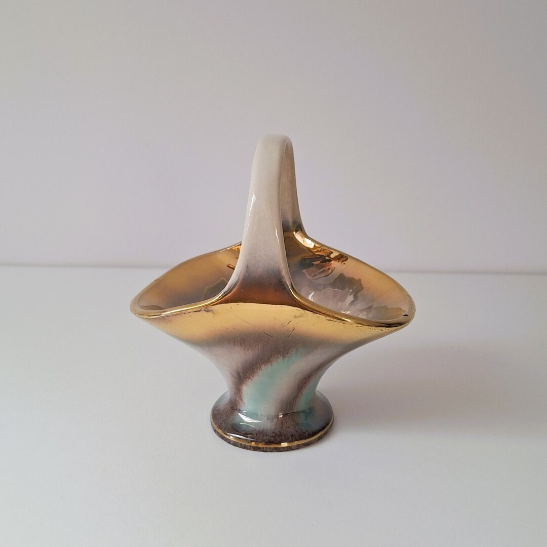 Koszyczek West Germany – Vintage lata 60. – Złocony Drip Glaze