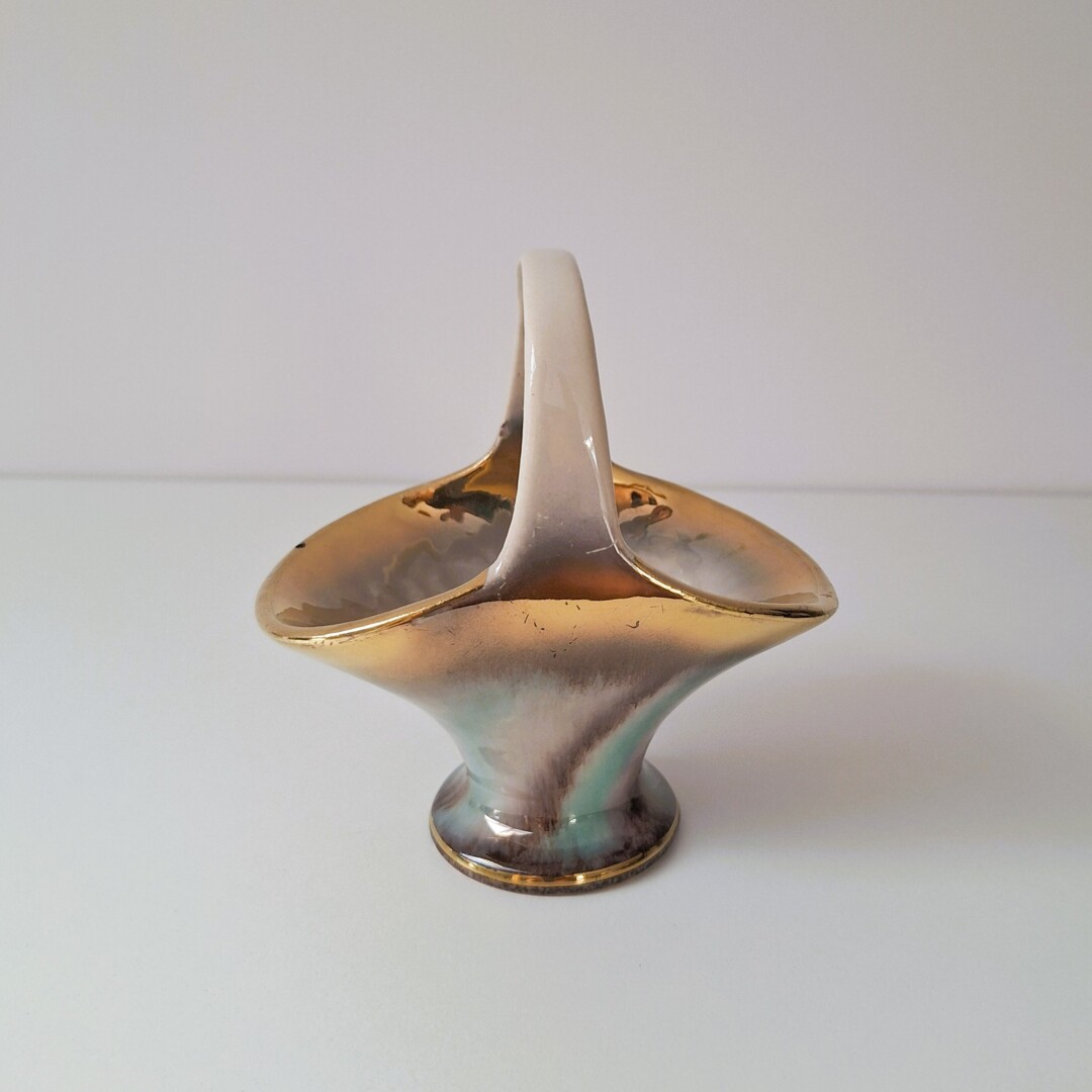 Koszyczek West Germany – Vintage lata 60. – Złocony Drip Glaze