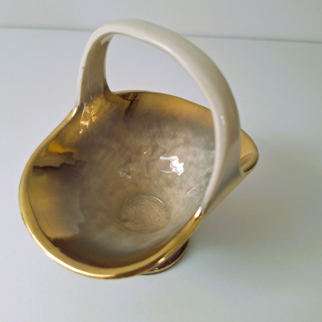 Koszyczek West Germany – Vintage lata 60. – Złocony Drip Glaze