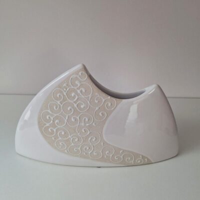 Wazon Ceramiczny Asymetryczny - Kremowy z Reliefem Formano