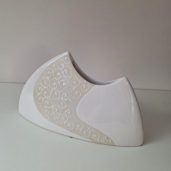 Wazon Ceramiczny Asymetryczny - Kremowy z Reliefem Formano
