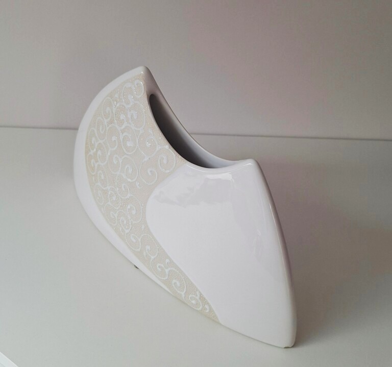 Wazon Ceramiczny Asymetryczny - Kremowy z Reliefem Formano