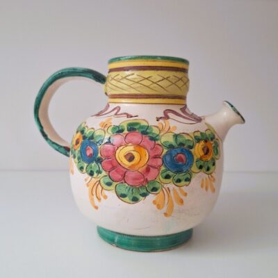 Włoski Dzbanek Ceramiczny Majolika Vintage – Sygnowany „Italy”