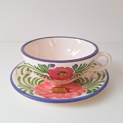 Ceramiczna Filiżanka ze Spodkiem – Kwiatowy Folk