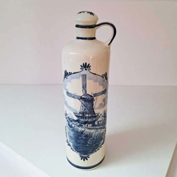 Ceramiczna Butelka Vintage Delft Blue – Holenderski Wiatrak