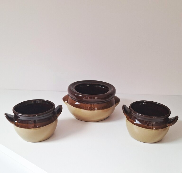 Zestaw 3 miseczek ceramicznych w klimacie vintage / retro
