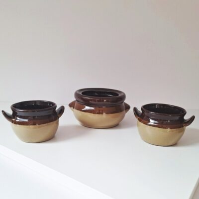 Zestaw 3 miseczek ceramicznych w klimacie vintage / retro