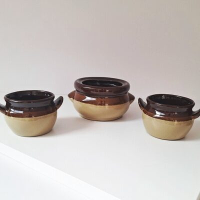 Zestaw 3 miseczek ceramicznych w klimacie vintage / retro