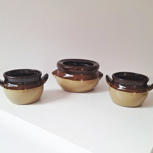 Zestaw 3 miseczek ceramicznych w klimacie vintage / retro