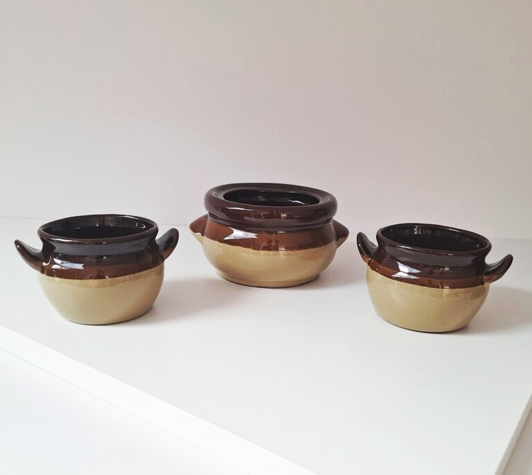 Zestaw 3 miseczek ceramicznych w klimacie vintage / retro