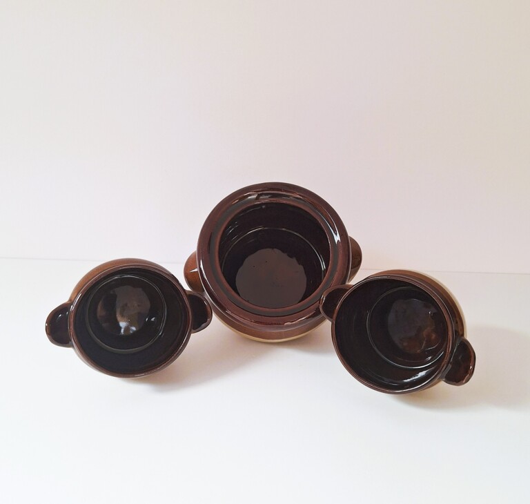 Zestaw 3 miseczek ceramicznych w klimacie vintage / retro