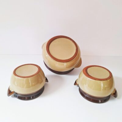 Zestaw 3 miseczek ceramicznych w klimacie vintage / retro