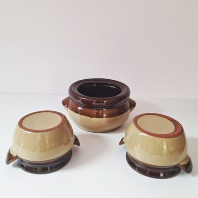 Zestaw 3 miseczek ceramicznych w klimacie vintage / retro