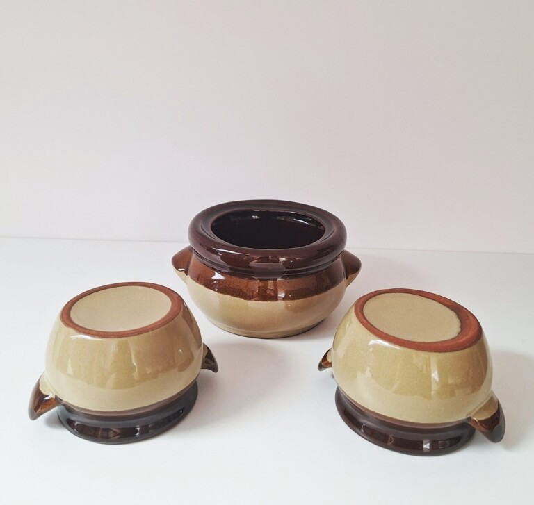 Zestaw 3 miseczek ceramicznych w klimacie vintage / retro