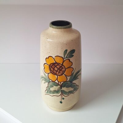 Ceramiczny wazon vintage z motywem słonecznika – z lat 60./70.