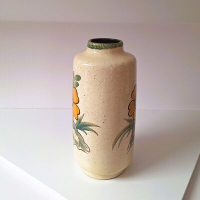 Ceramiczny wazon vintage z motywem słonecznika – z lat 60./70.