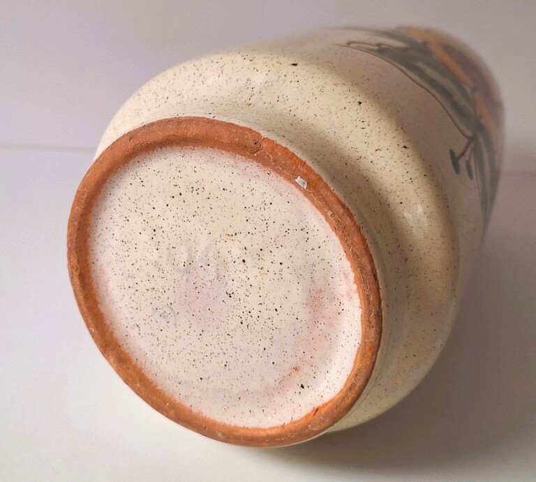 Ceramiczny wazon vintage z motywem słonecznika – z lat 60./70.