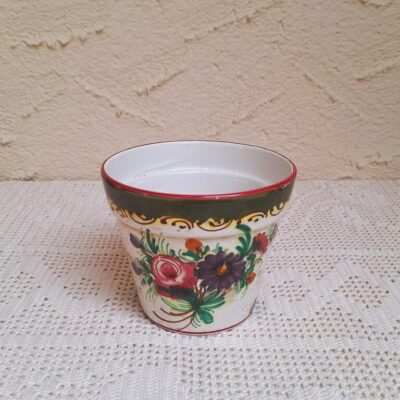 Ręcznie Malowana Doniczka Ceramiczna - Vintage Kwiaty
