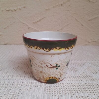 Ręcznie Malowana Doniczka Ceramiczna - Vintage Kwiaty