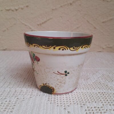 Ręcznie Malowana Doniczka Ceramiczna - Vintage Kwiaty