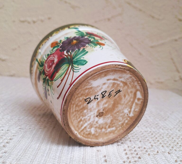 Ręcznie Malowana Doniczka Ceramiczna - Vintage Kwiaty