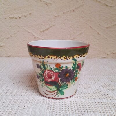 Ręcznie Malowana Doniczka Ceramiczna - Vintage Kwiaty