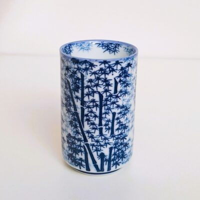 Porcelanowy Kubek Japoński Yunomi – Niebieski Bambus