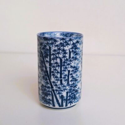 Porcelanowy Kubek Japoński Yunomi – Niebieski Bambus