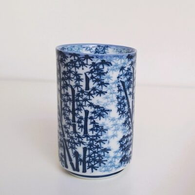 Porcelanowy Kubek Japoński Yunomi – Niebieski Bambus