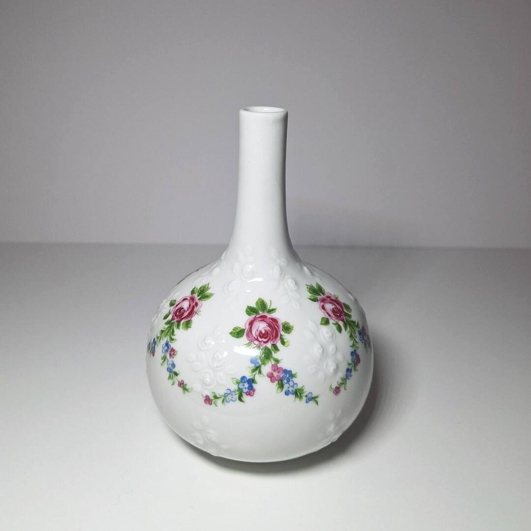 Wazonik flakon Wallendorf porcelana NRD girlandy róże