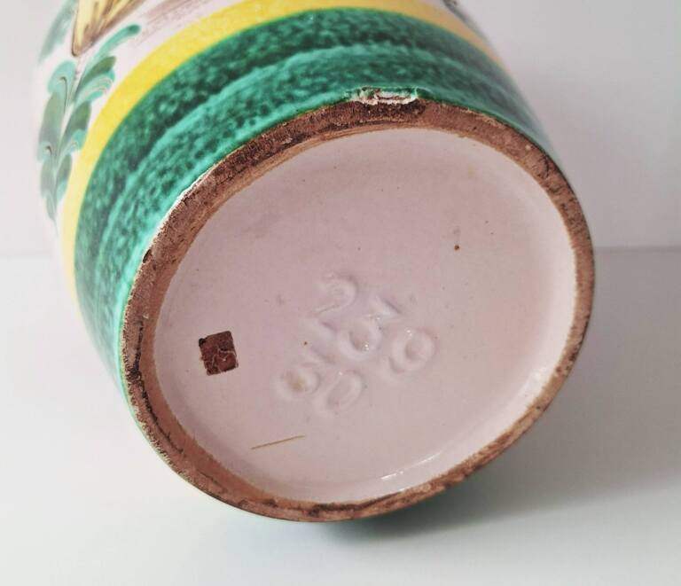 Duży Wazon Ceramiczny w Kwiaty – Styl Rustykalny / Majolika