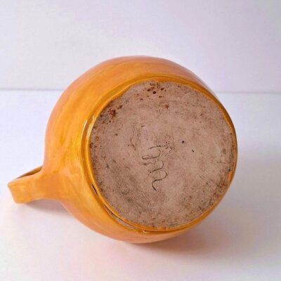 Ceramiczny Dzbanek Ręcznie Malowany Pomarańczowy w Kwiaty