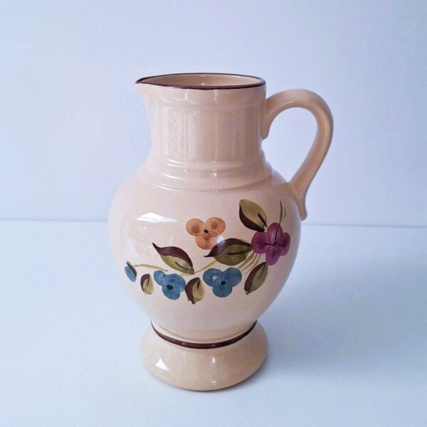 Ceramiczny dzbanek vintage w kwiaty - Wazon PRL, GDR