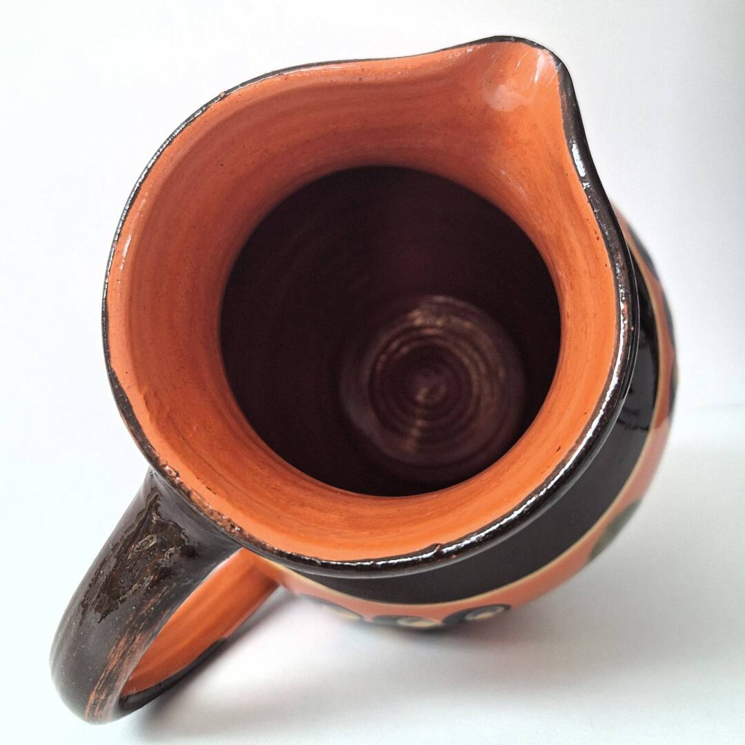 Ceramiczny dzbanek ozdobny – motyw winogron, styl vintage / folk