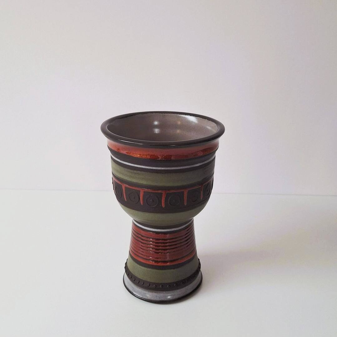 Ceramiczny wazon kielichowy vintage – styl retro / etno
